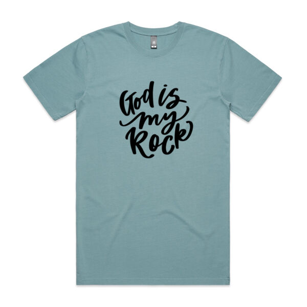 God is My Rock - Centre Black - Men's Tee - Faded Look Thumbnail